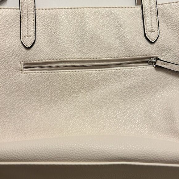 Jones New York White Leather Purse Bone Off White Ivory Leather Pockets Zipper - Picture 8 of 13
